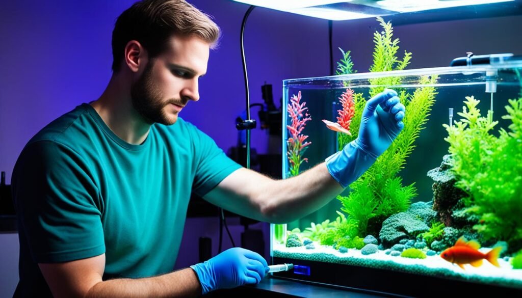 monitoring pH levels in fish tank